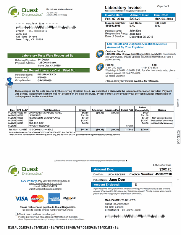 quest diagnostics drug test menu